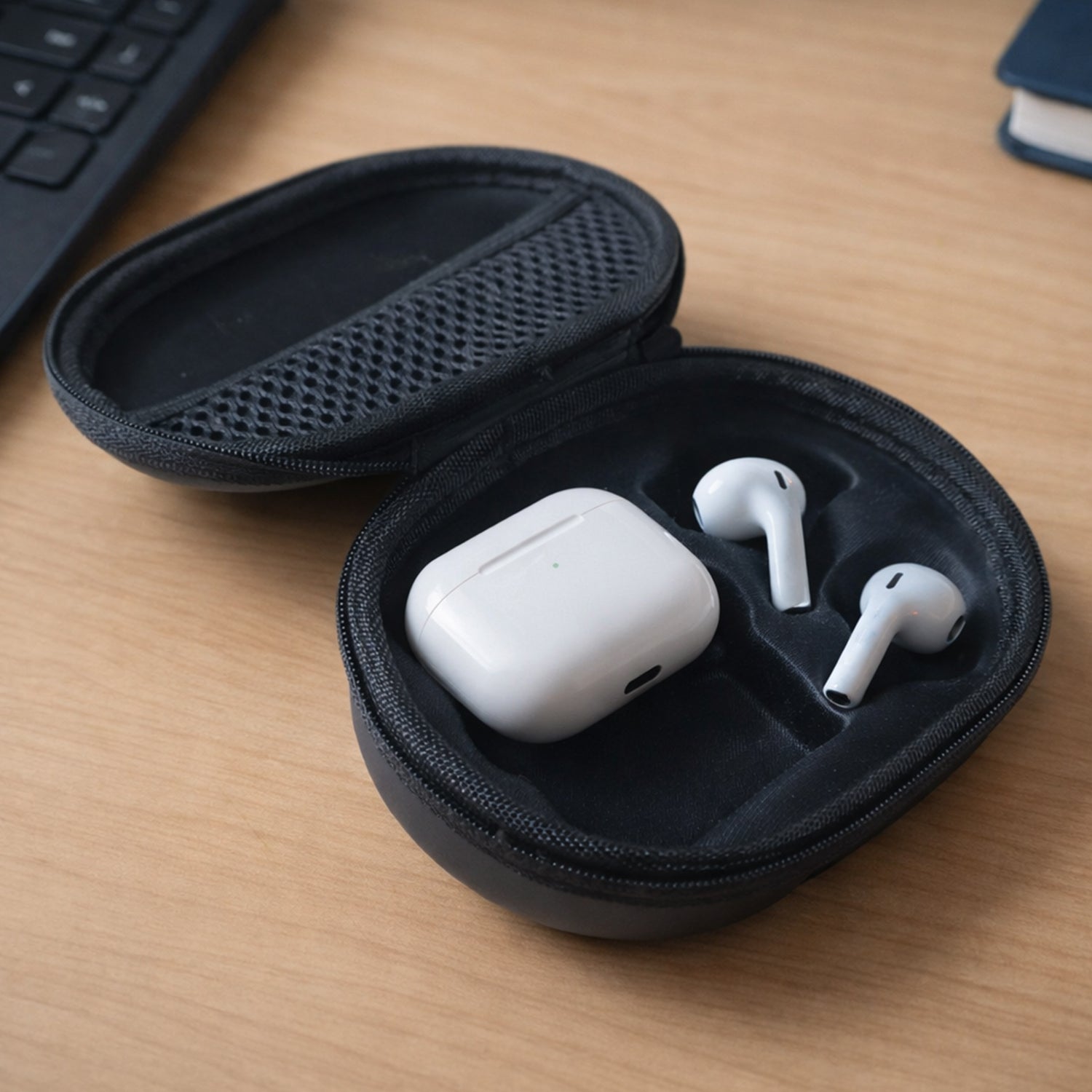 Wireless Earbuds Hard Shell Carry Case Protective Zipper Storage Pouch for AirPods Bluetooth Earphones Charging Cable and Small Accessories (1 Pc)