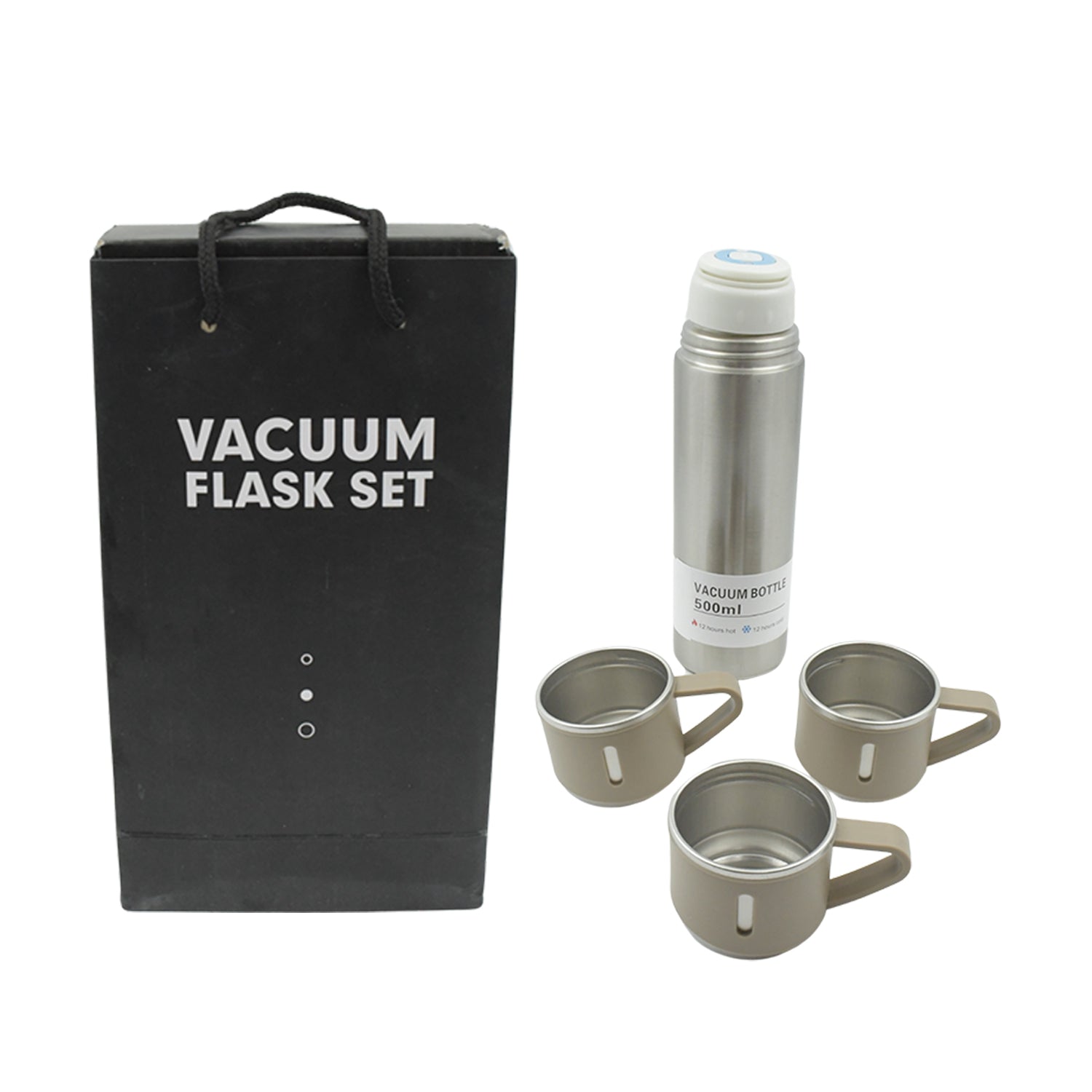 Vacuum Insulated Flask Bottle Stainless Steel Double Wall Hot and Cold Water Bottle Leakproof Travel Thermos with Cup Lid and Cleaning Brush