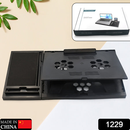 Portable Foldable Laptop Stand with Free Phone Stand – Adjustable Ergonomic Laptop and Tablet Stand for MacBook, Notebook, Tablet and Books