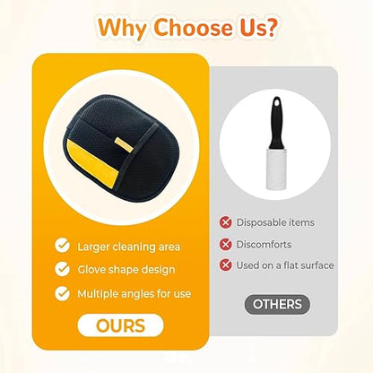 Pet Hair Removal Gloves  Double-Sided Grooming & Deshedding Pack of 2