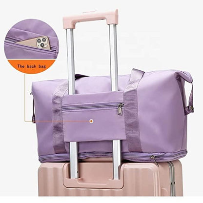 Nylon Travel Duffle Bag – 22 cm Foldable - Lavender