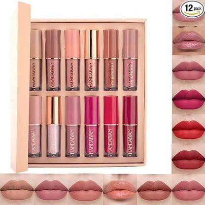 Velvet Matte Liquid Lipstick Set of 12 | Long-Lasting, Smudge-Proof & Waterproof Lipsticks | Multicolor Matte & Shiny Shades for Women | 20g