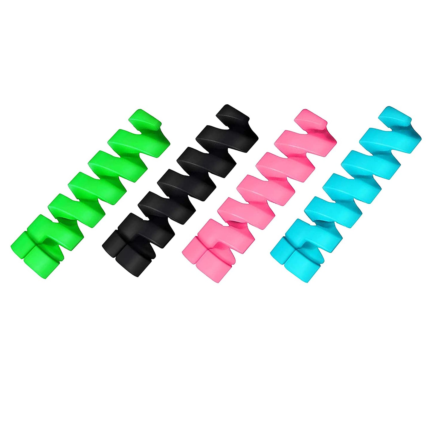 Spiral Charger Spring Cable Protector Silicone Data Cable Saver Flexible Strain Relief Sleeve for Mobile Chargers USB Cables Earphones Mouse and Laptop Cords (Pack of 4)