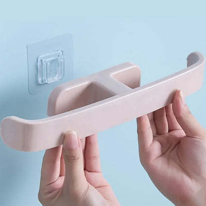 Bathroom Self Adhesive Towel and Slipper Hanging Rack – Wall Mounted Plastic Towel Holder and Multipurpose Organizer (1 Pc)