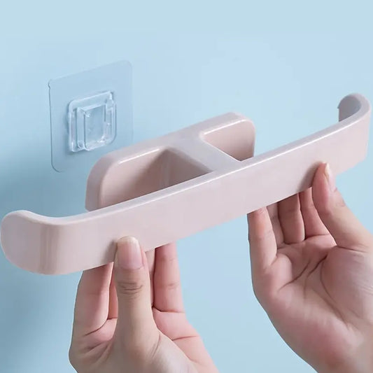 Bathroom Self Adhesive Towel and Slipper Hanging Rack – Wall Mounted Plastic Towel Holder and Multipurpose Organizer (1 Pc)