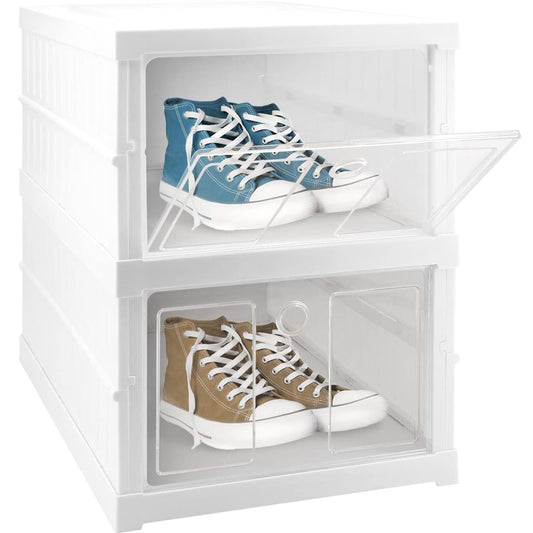 Stackable Multifunctional 2 Layer Storage Organizer Cart Foldable Drawer Shelf Basket Rack with Wheels for Kitchen Pantry Bedroom Bathroom Laundry Closet (1 Pc)