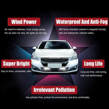 2 Pieces Car Wind Powered Daytime Running Light | White LED DRL