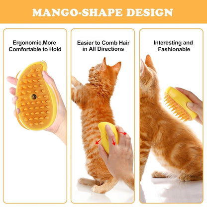 3-in-1 Steaming Pet Hairbrush | Grooming, Cleaning & Massaging Tool