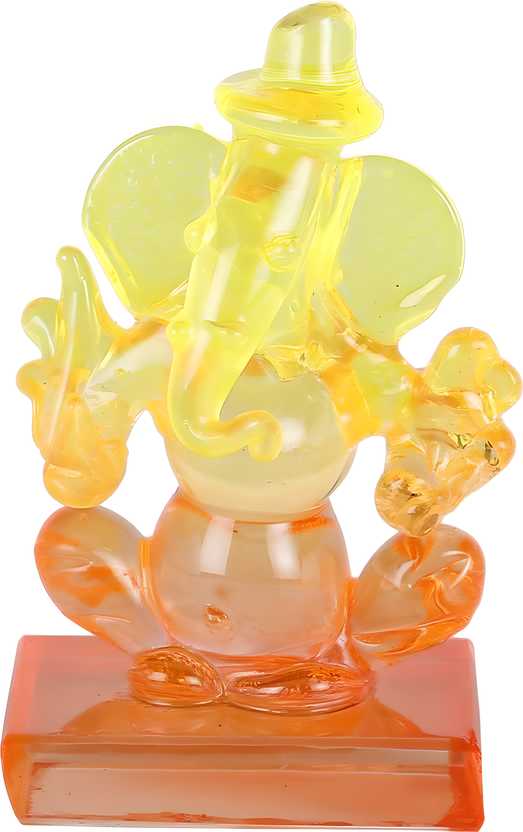 Twin Side Facing Ganesh Decorative Showpiece with Shivling Design | Crystal Multicolor – 6 cm