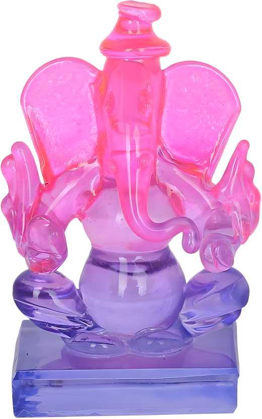 Twin Side Facing Ganesh Decorative Showpiece with Shivling Design | Crystal Multicolor – 6.5 cm