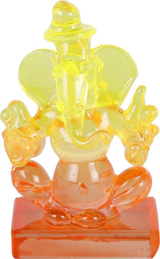 Twin Side Facing Ganesh Decorative Showpiece with Shivling Design | Crystal Multicolor – 6 cm