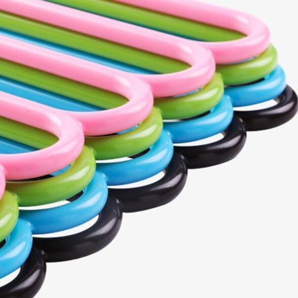 5 in 1 Multipurpose Plastic Hanger Space Saving Trousers Pants Organizer with 5 Layer Hanging Rack for Jeans Belts Ties Scarves and Wardrobe Storage (1 Pc)