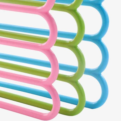 5 in 1 Multipurpose Plastic Hanger Space Saving Trousers Pants Organizer with 5 Layer Hanging Rack for Jeans Belts Ties Scarves and Wardrobe Storage (1 Pc)
