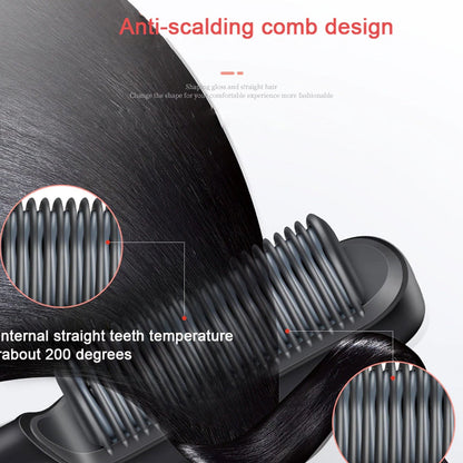 Hair Straightener Brush – Ceramic Hair Straightening Comb with Fast Heat-Up and Adjustable Temperature for Smooth, Shiny and Frizz-Free Hair (1 Pc)