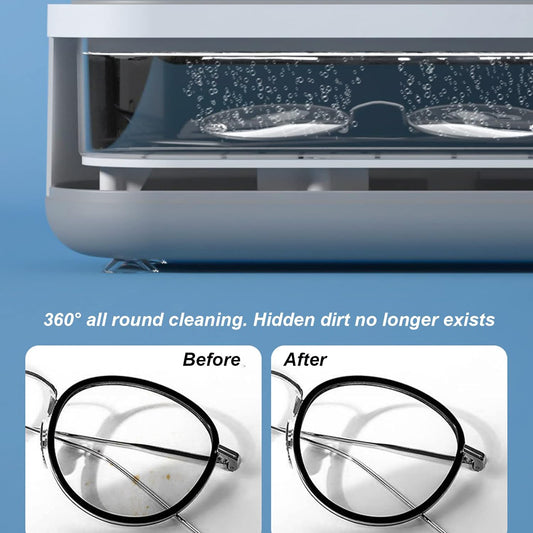 Portable Ultrasonic Jewellery Cleaning Machine for Rings Glasses Watches Coins Retainers Makeup Brushes and Accessories High Frequency Cleaner (Battery Not Included)