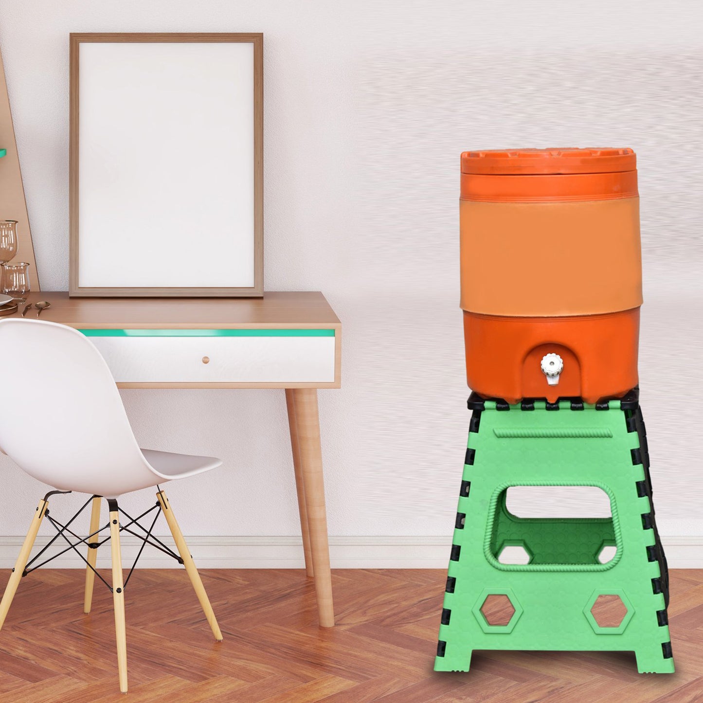 2 Pc 18 Inch Folding Stool for Adults and Kids Heavy Duty Plastic Foldable Step Stool for Kitchen Bathroom Camping Home Office and Outdoor Use