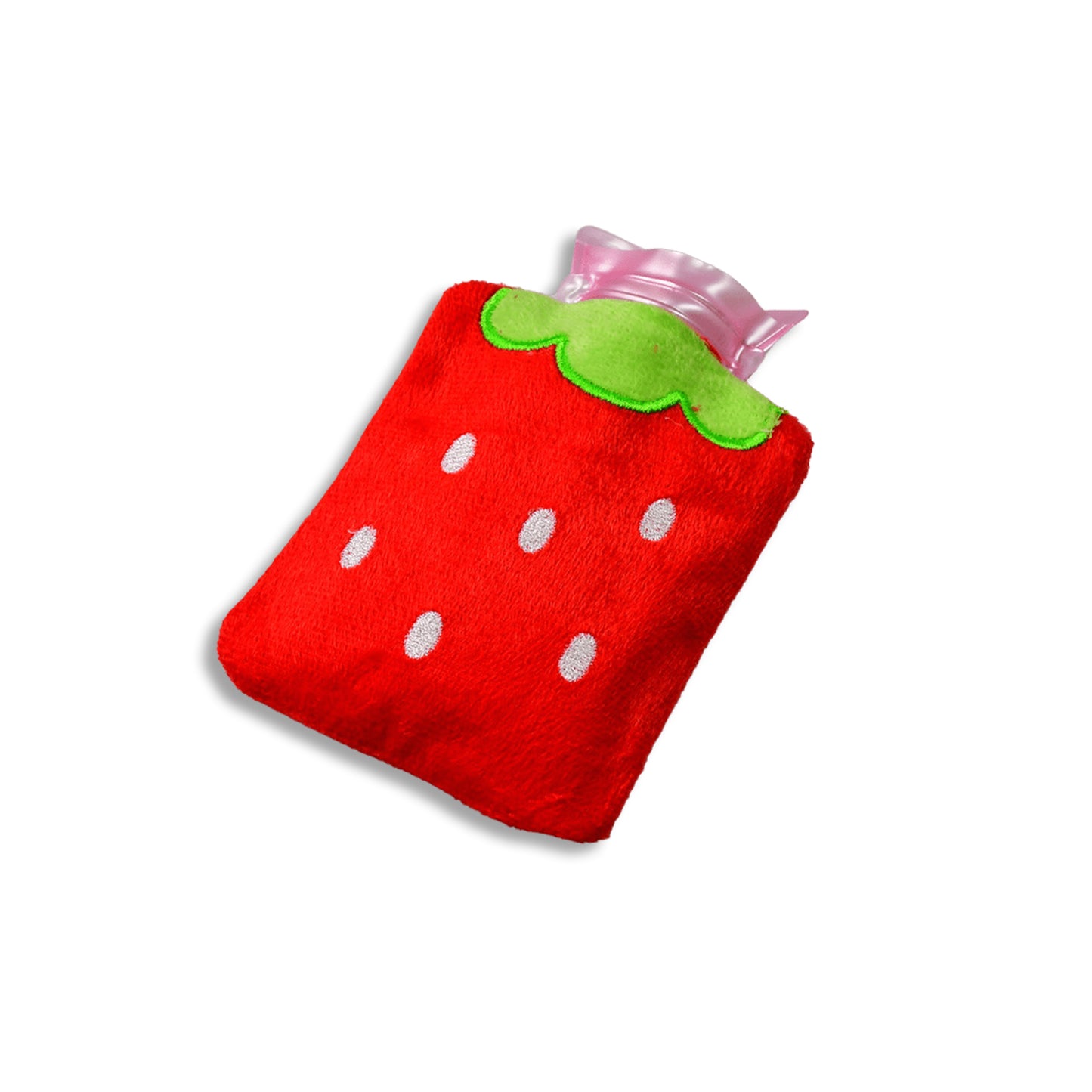 Strawberry Small Hot Water Bag with Soft Cover – Portable Natural Rubber Heat Therapy Bottle for Pain Relief, Menstrual Cramps, Neck, Shoulder, Back and Hand Warmer