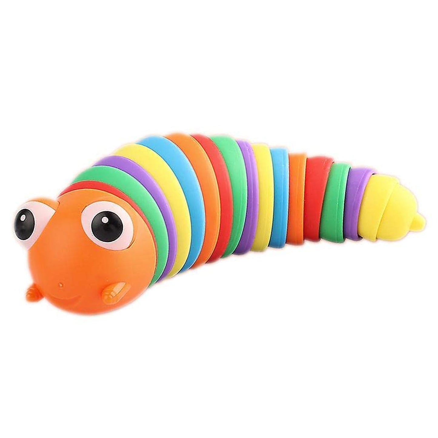 3D Rainbow Slug Fidget Toy Sensory Articulated Plastic Stress Relief Finger Toy for Kids (1 Pc)