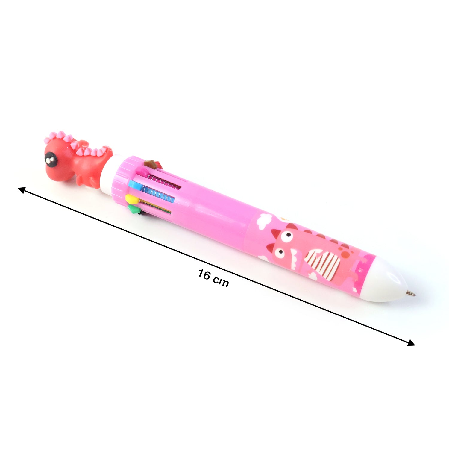 Cute Character Design 10-in-1 Multicolor Ball Pen for Writing, Drawing, Note-Making & Creative Use – Single Click Color Selector Pen with Decorative Top (1 Pc)