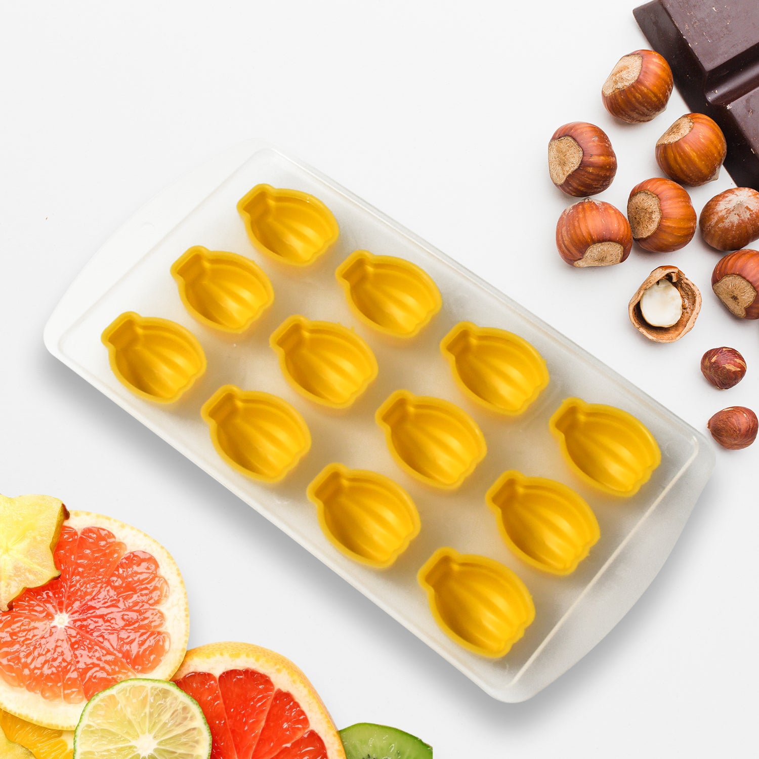 Silicone Multi Shape Ice Cube Tray Mold, Creative Fruit Shape Ice Tray for Freezer, Flexible Silicone Mold for Ice Cubes, Chocolate, Jelly, Candy and Baking (1 Pc)