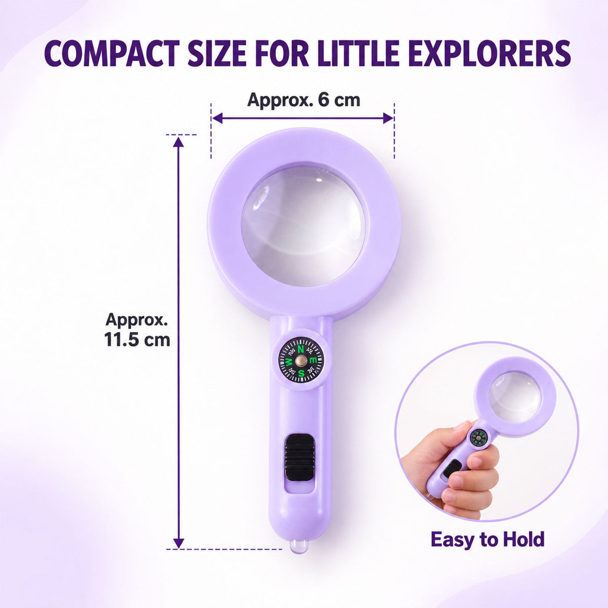Handheld Magnifying Glass With Led Light And Compass For Nature Exploration (1 Pc)