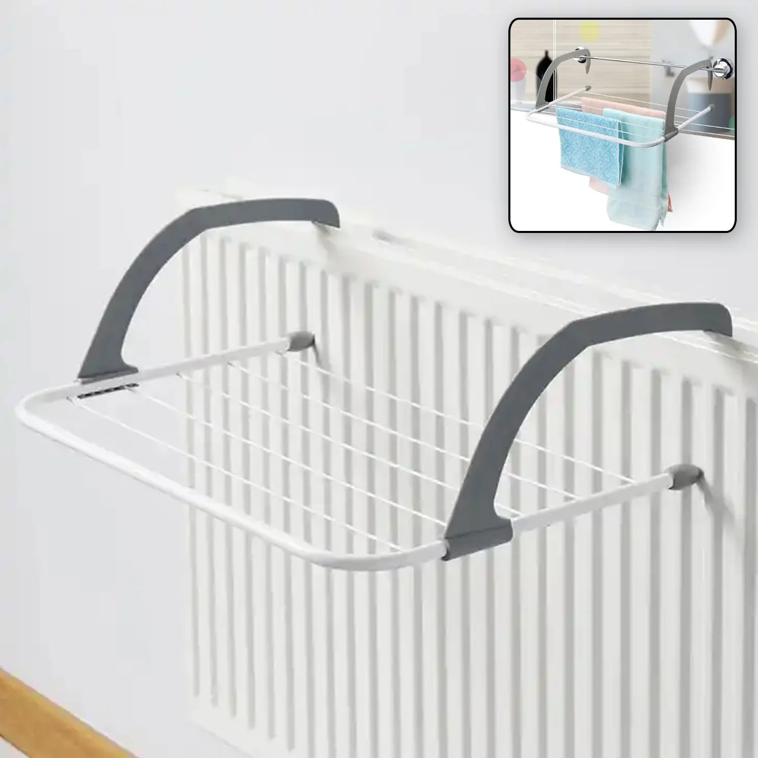 Metal Steel Folding Balcony Clothes Drying Rack Hanging Laundry Hanger with 5 Bars Foldable Towel Socks Clothes Drying Stand for Balcony Bathroom Door and Window (1 Pc)