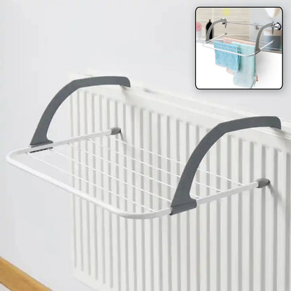 Metal Steel Folding Balcony Clothes Drying Rack Hanging Laundry Hanger with 5 Bars Foldable Towel Socks Clothes Drying Stand for Balcony Bathroom Door and Window (1 Pc)