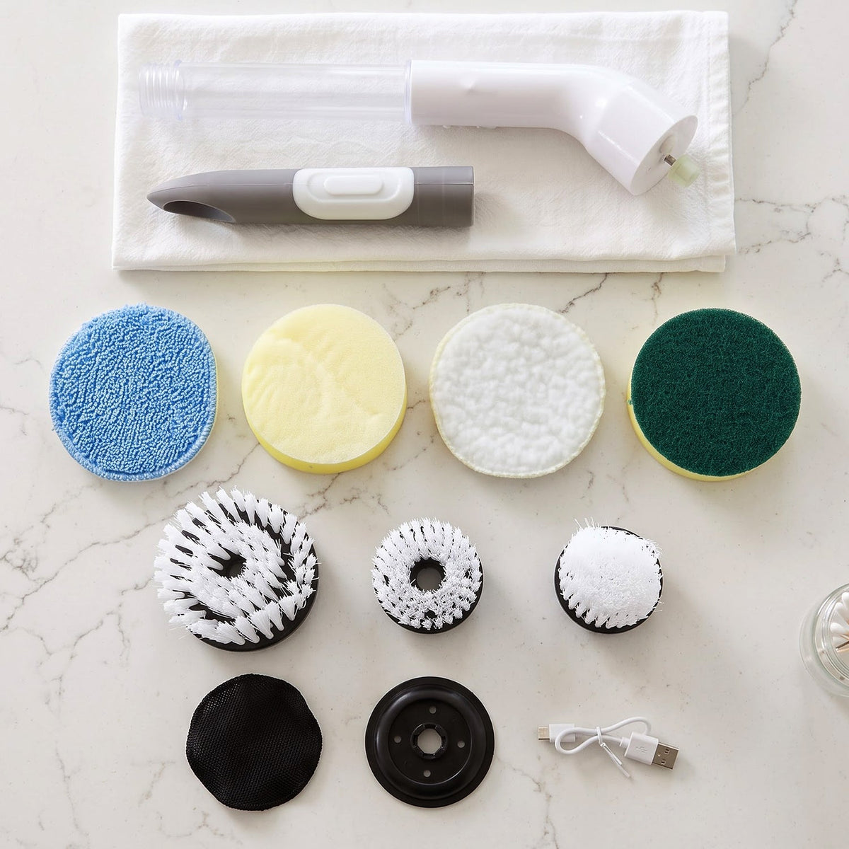 Multi Function Plastic Cleaning Brush Set with Long Handle and Interchangeable Heads for Bathroom, Kitchen and Home