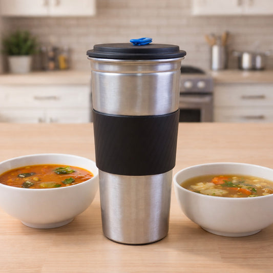 Supermom Stainless Steel Sip Mate Travel Tumbler with Leak-Resistant Lid &amp; Heat-Insulated Grip for Hot and Cold Beverages (500 ml)