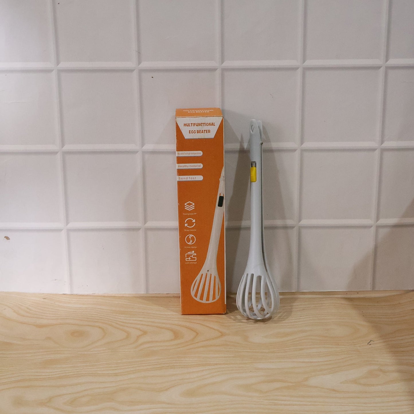 Manual Egg Beater Food Grade Plastic Hand Whisk and Noodle Grabber for Eggs Cream Batter Mixing Baking Cooking Pasta and Kitchen Use (1 Pc)