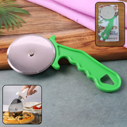 Stainless Steel Pizza Cutter Wheel with Ergonomic Handle – Lightweight Pizza, Sandwich and Pastry Slicer (Random Color | 1 Pc)
