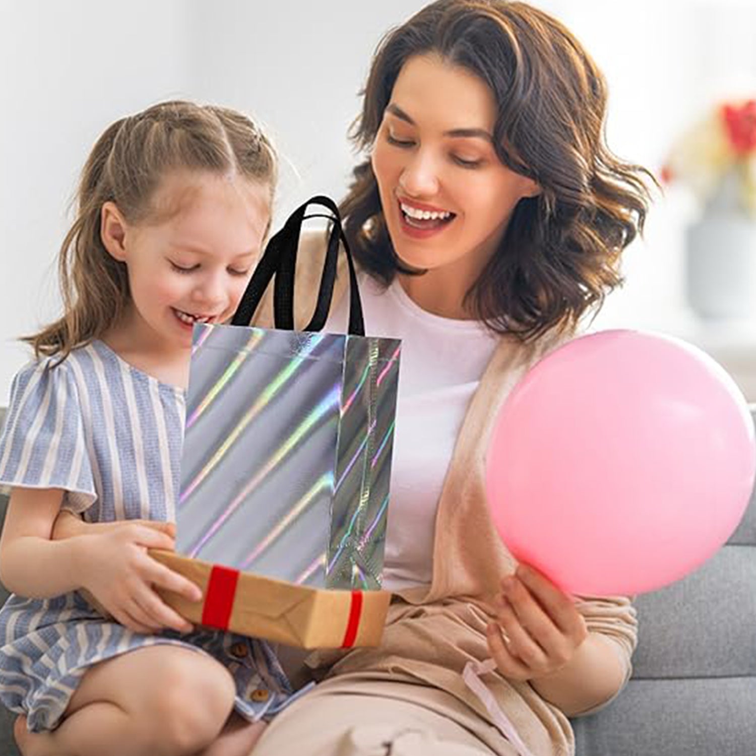 Reusable Birthday Gift Bag for Kids and Adults – Premium Non Woven Party Gift Bag with Sturdy Base – 1 Piece Mix Design