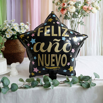 Black Star Feliz Ano Nuevo Foil Balloon For Celebration (1 Pc)