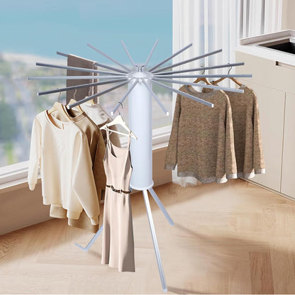 Heavy Duty Foldable Rotary Clothes Drying Rack Stand with 360° Rotating Arms Portable Freestanding Laundry Drying Tower for Indoor Outdoor Balcony and Home Use (1 Pc)