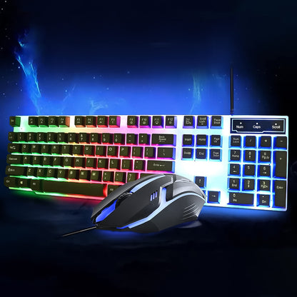 104 Key Wired USB Gaming Keyboard and Mouse Combo Backlit Ergonomic Colorful Keyboard Mouse Set for Laptop PC and Desktop (2 Pc Set)
