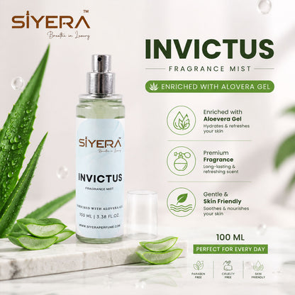 Siyera Invictus Fragrance Mist Body Spray with Aloe Vera for Men and Women Long Lasting Fresh Daily Wear Perfume 100 ml (1 Pc)