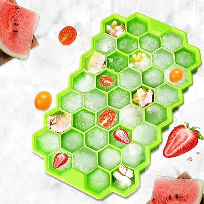 Flexible Silicone Honeycomb Ice Cube Tray, 37 Cavity Ice Cube Mold for Freezer, Food Grade Easy Release Ice Tray (1 Pc)