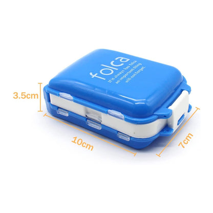 Portable Blue Dual-Sided Pill Organizer Box – 8-Compartment Pocket Medicine Case with Secure Snap Locks – Moisture-Resistant, BPA-Free Plastic Travel Storage for Daily Vitamins, Tablets and Small Essentials