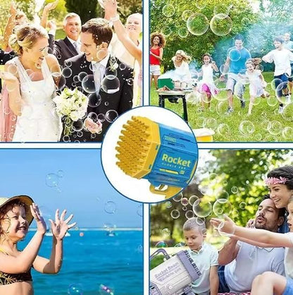 Big Rechargeable Powerful Bubble Gun with 69 Holes – Rocket Boom Bubble Blower Toy for Kids & Adults