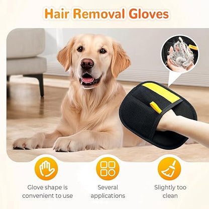 Pet Hair Removal Gloves  Double-Sided Grooming & Deshedding Pack of 2