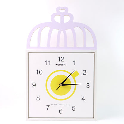 Decorative Square Wall Clock with Birdcage Design Battery Operated Silent Analog Wall Clock for Kids Room, Nursery, Bedroom and Home Décor (1 Pc)