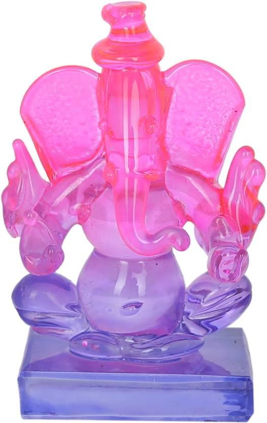 Twin Side Facing Ganesh Decorative Showpiece with Shivling Design | Crystal Multicolor – 6.5 cm