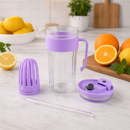 Glass Tumbler with Lid Straw and Handle Clear Drinking Mug for Coffee Juice Smoothies Infused Water and Everyday Beverages 500 ml (1 Pc)