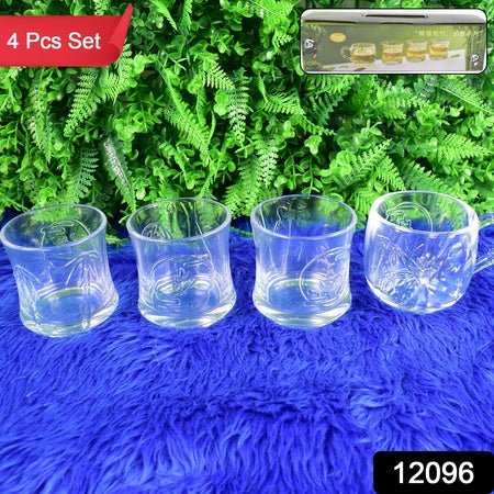 Glass 3 Pc Tumbler and 1 Pc Cup Set, Juice Glasses and Transparent Water Glass Coffee and Tea Cup / Mug (4 Pcs Set)