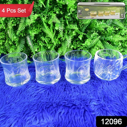 Glass 3 Pc Tumbler and 1 Pc Cup Set, Juice Glasses and Transparent Water Glass Coffee and Tea Cup / Mug (4 Pcs Set)