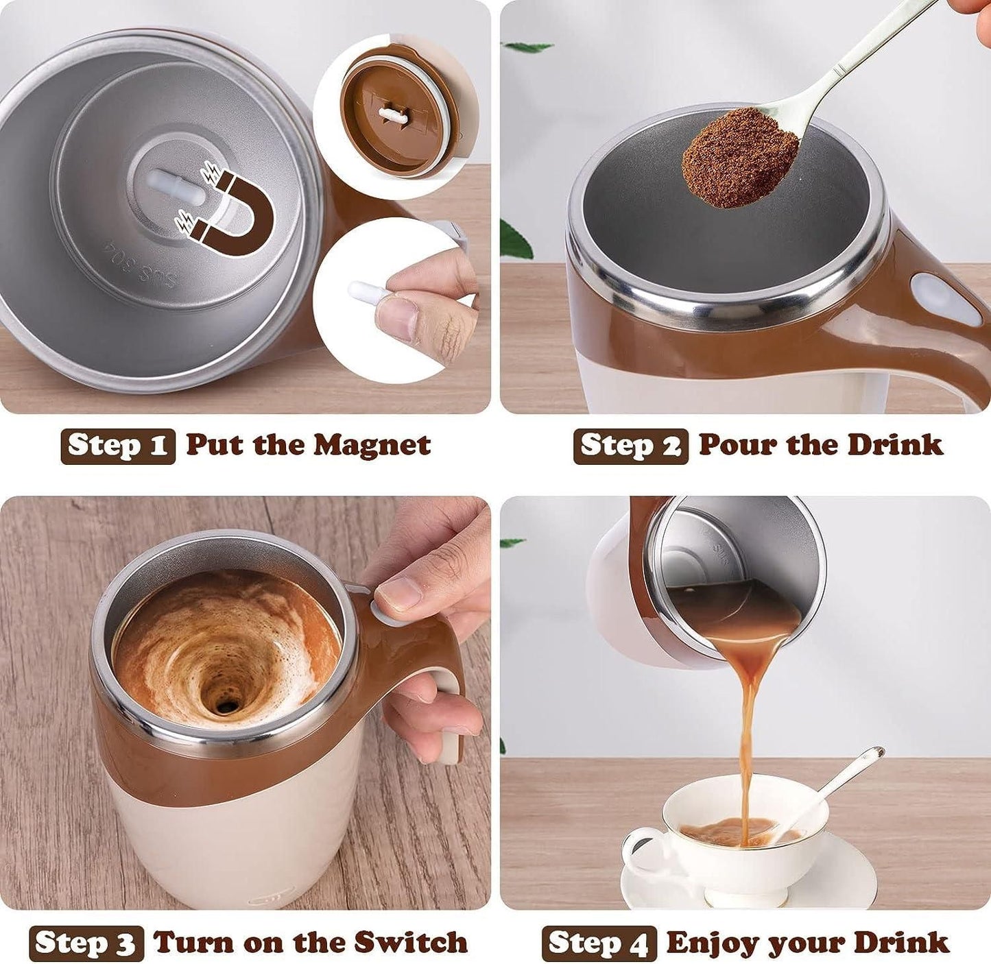 Self Stirring Magnetic Mug – Smart, Effortless, and Perfectly Blended Every Time!