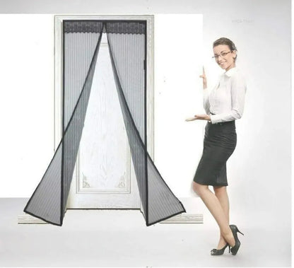 Door Curtain - Magnetic Mesh Screen Net for Home (Pack of 2, Black, 90x210 cm)