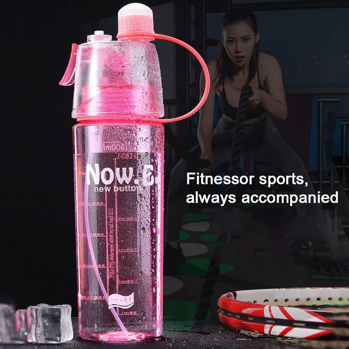 2 In 1 Mist Spray Plastic Water Bottle (Multicolor 400 Ml 1 Pc)