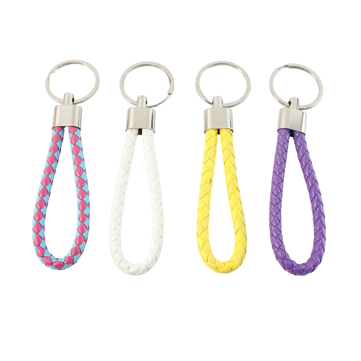 Braided Loop Keychain Set with Metal Key Ring for Home & Office Use – Stylish Handheld Accessories for Daily Carry (4 Pcs)