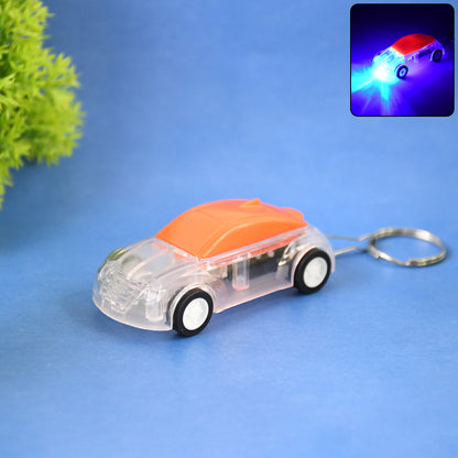 Mini Car Shape LED Keychain Light Flashing Headlights Toy Key Ring for Kids, Bags, Keys and Return Gifts (1 Pc Random Color)